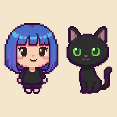 Moça e o seu gato preto